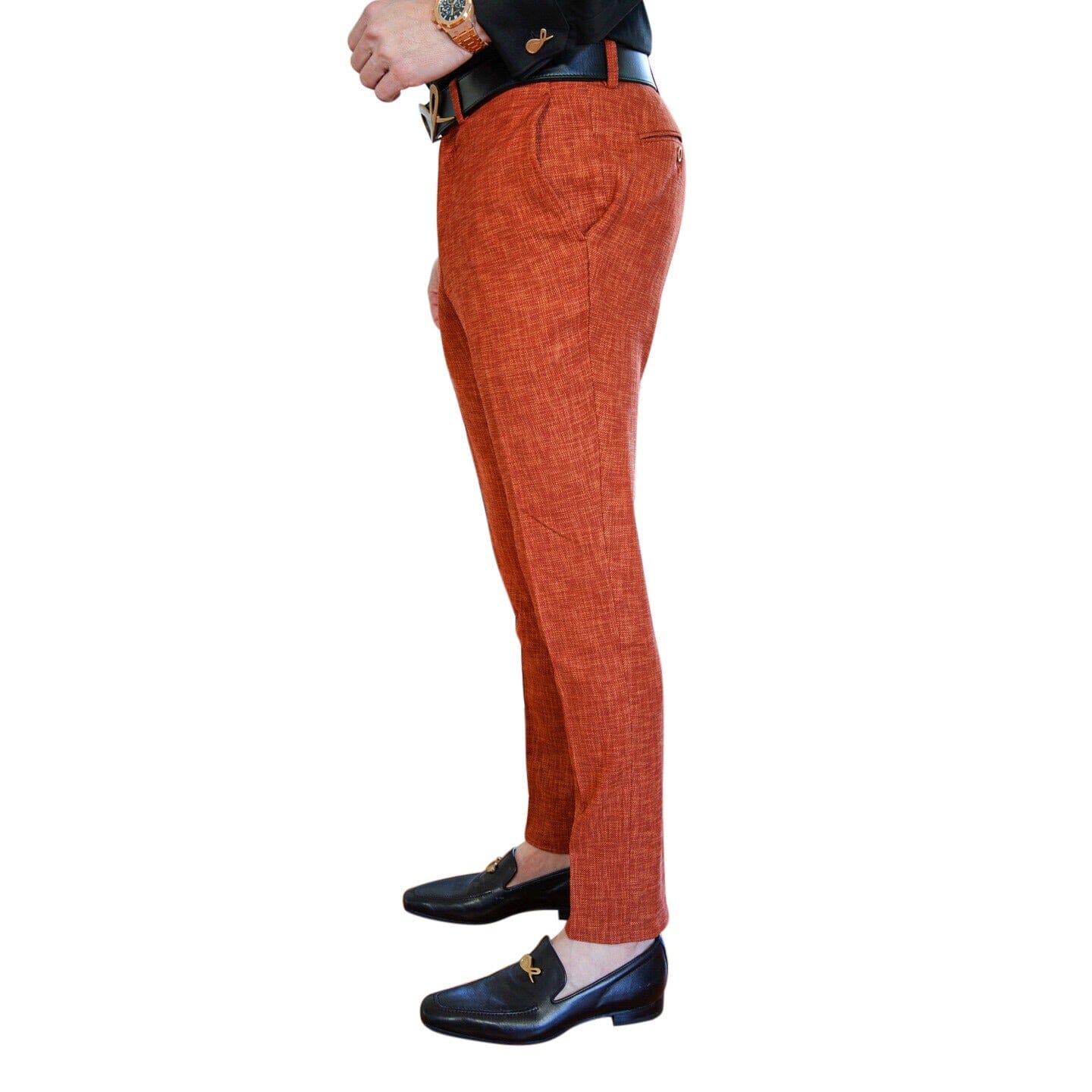 Brick Lino Tweed Trousers