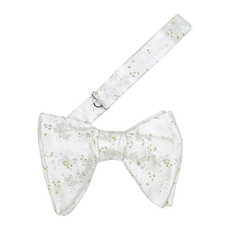 Mini Floreale In White Oro Jumbo Pre Tied Butterfly Bow Tie - Sebastian Cruz Couture