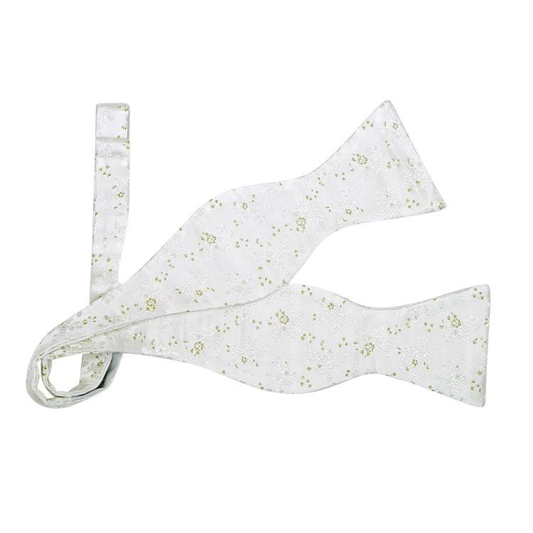 Mini Floreale In White Oro Classic Butterfly Bow Tie - Sebastian Cruz Couture