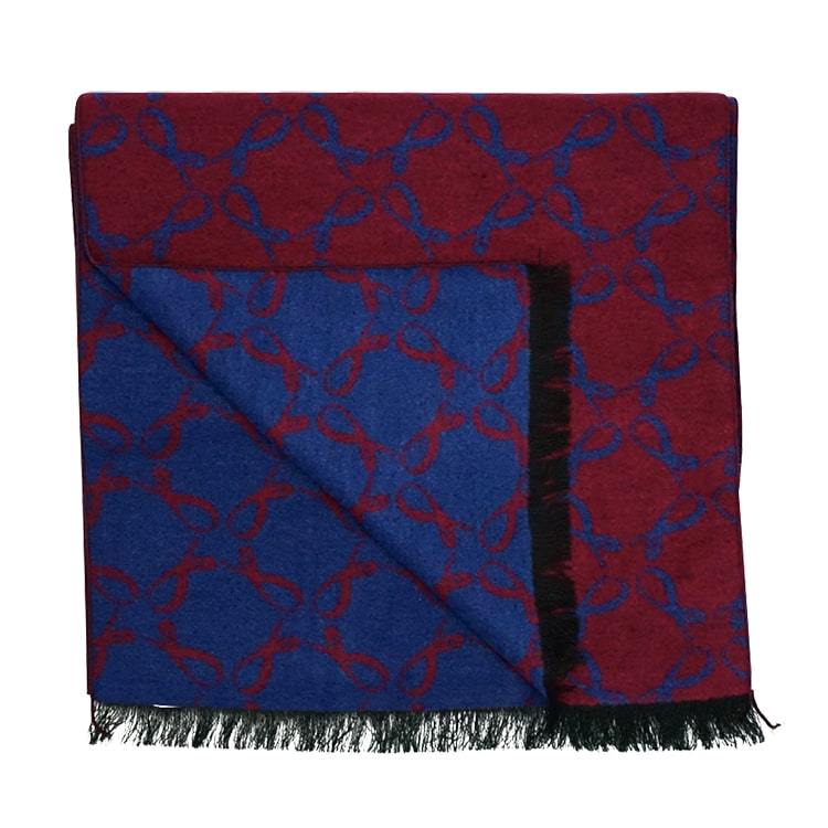 Signature Brushed Silk Scarf In Navy Sangria