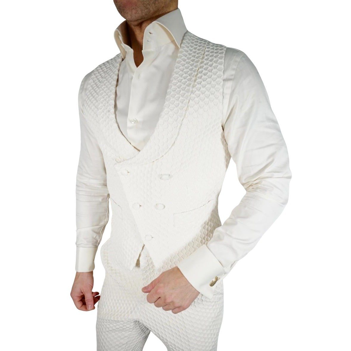 Vaniglia Honeycomb Double Breasted Waistcoat 44R Vaniglia Honeycomb Double Breasted Waistcoat 44R