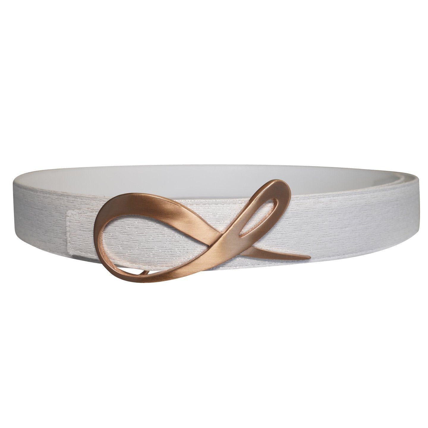 White Pebbled Diamante Rose Gold Belt