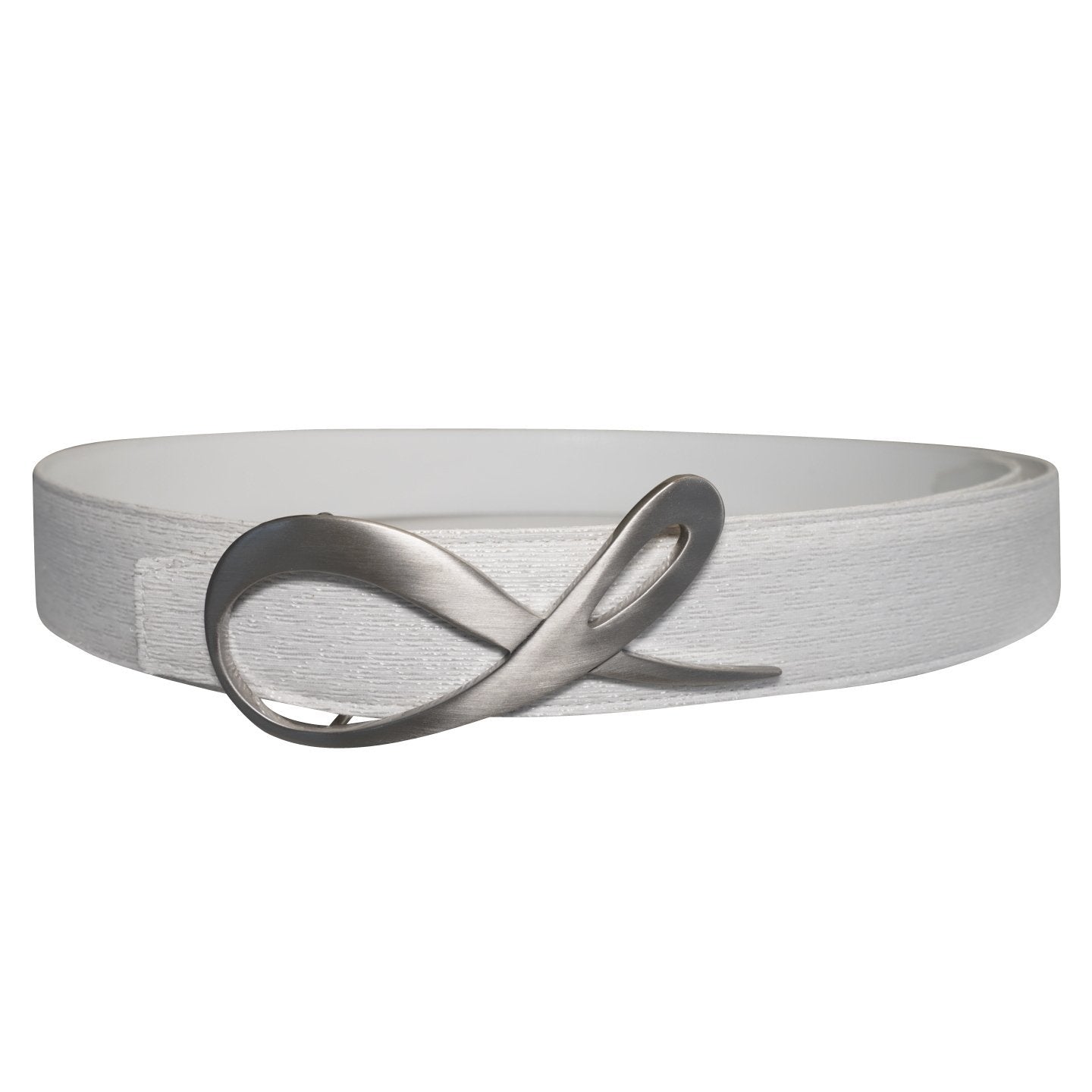 White Pebbled Diamante Silver Belt