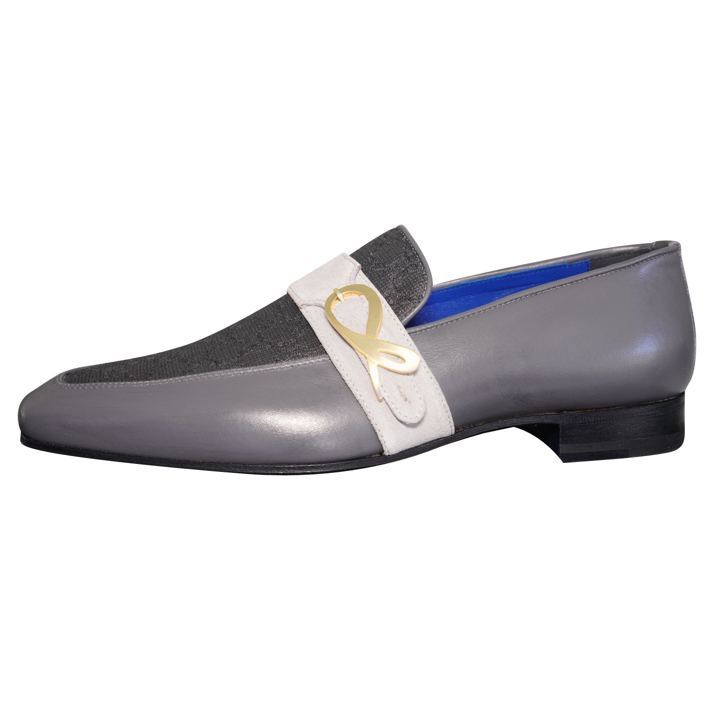 Grigio Logo Monk Strap Loafer With Gold Buckle