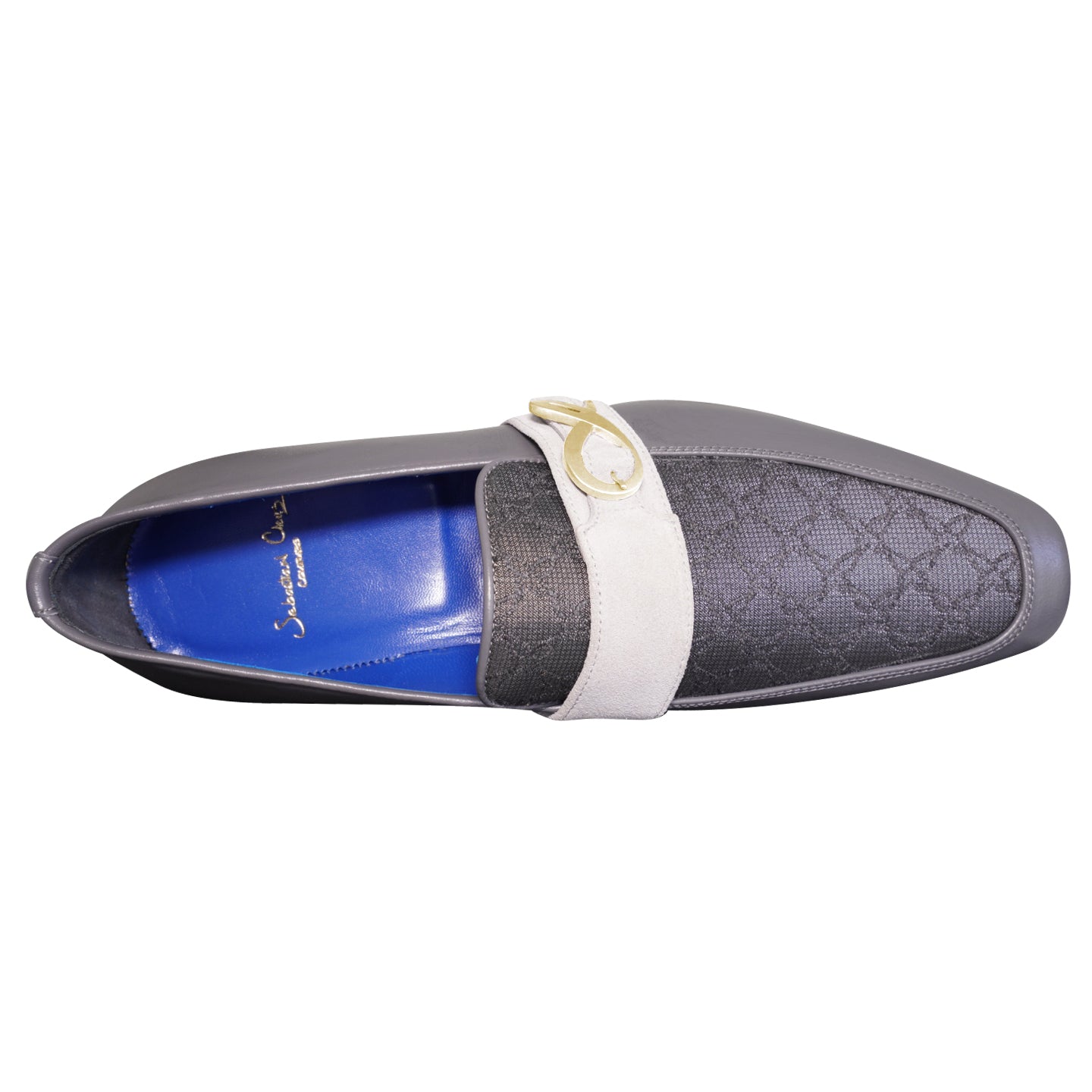 Grigio Logo Monk Strap Loafer With Gold Buckle