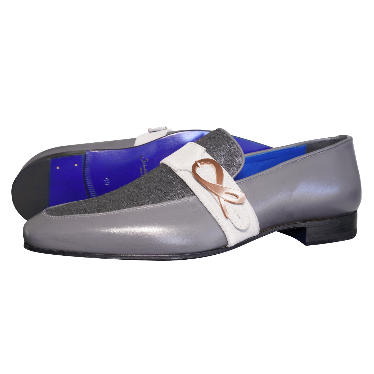 Grigio Logo Monk Strap Loafer With Rose Gold Buckle