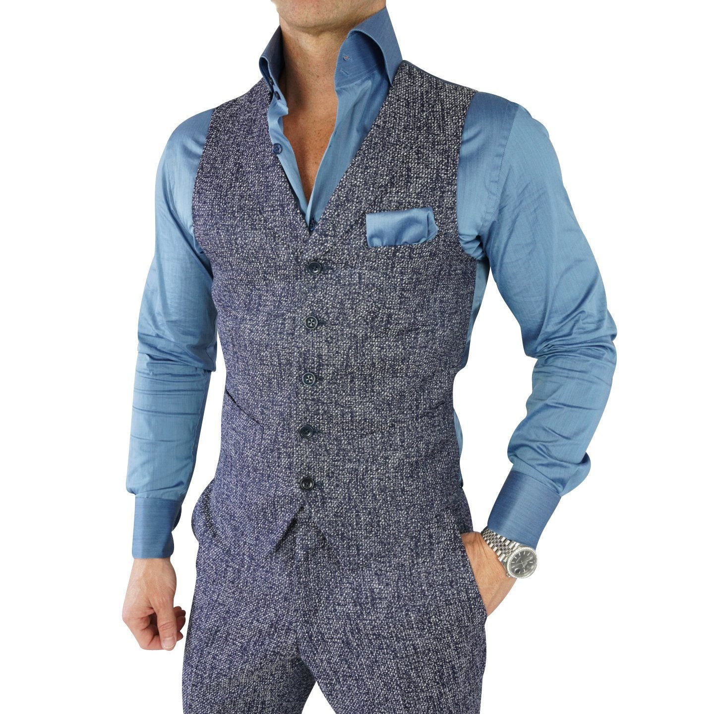 Denim Paglia Ciottoli Waistcoat