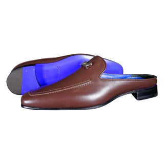 Cacao With Silver Hardware Leather Slipper