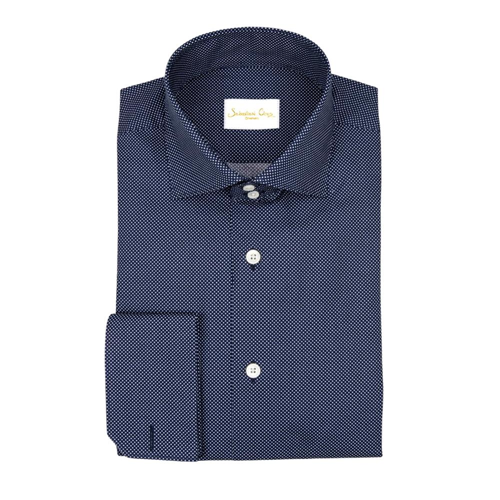 Navy Mini Dot Dress Shirt