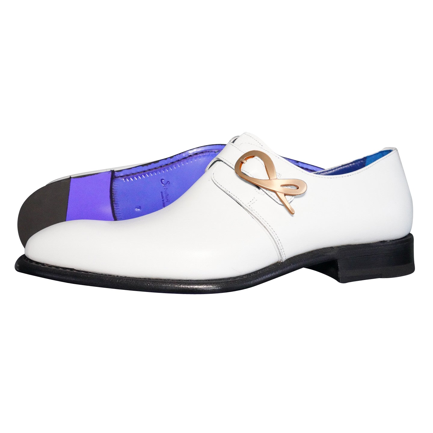 Bianco With Yellow Gold Hardware Monk Strap