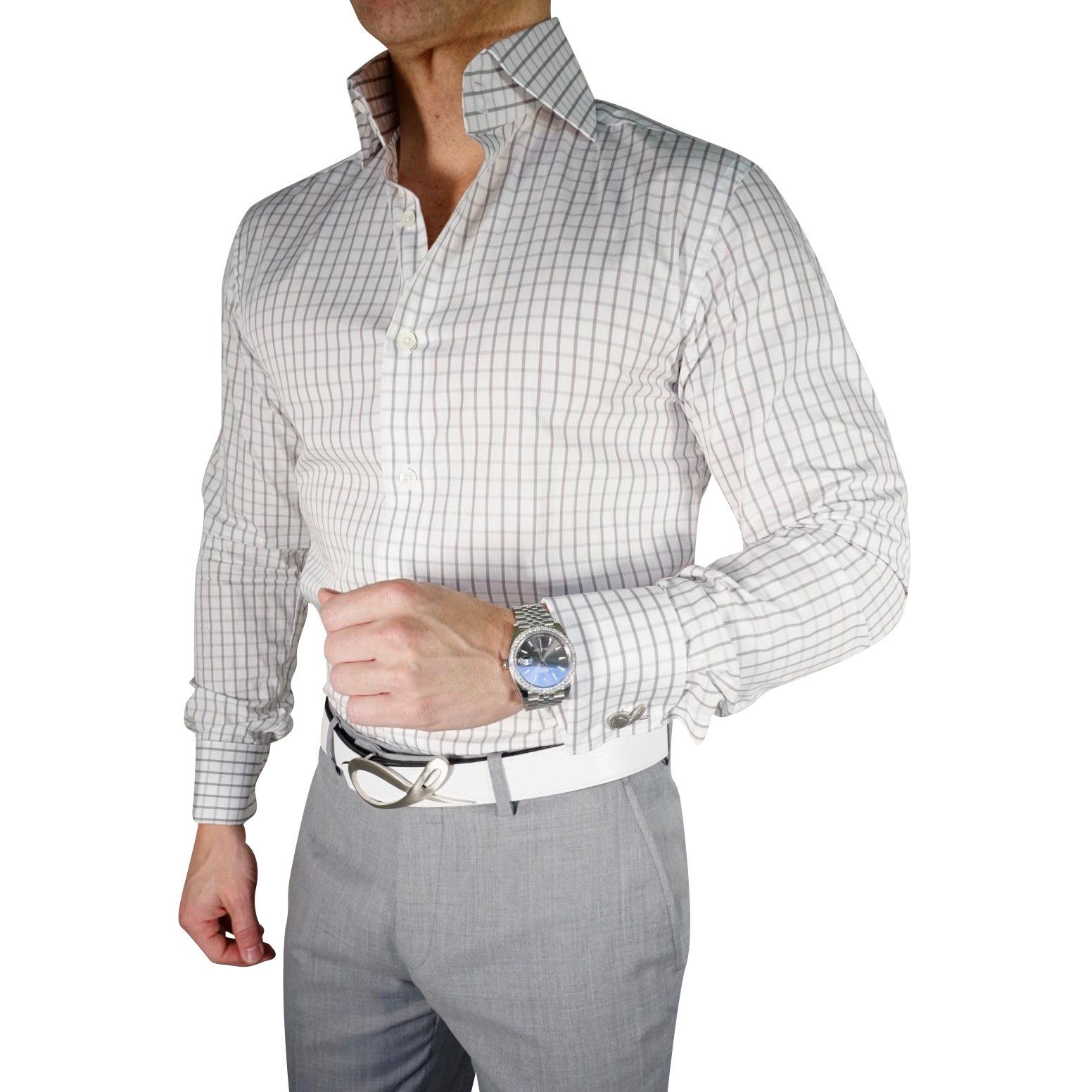 Gray Windowpane Dress Shirt